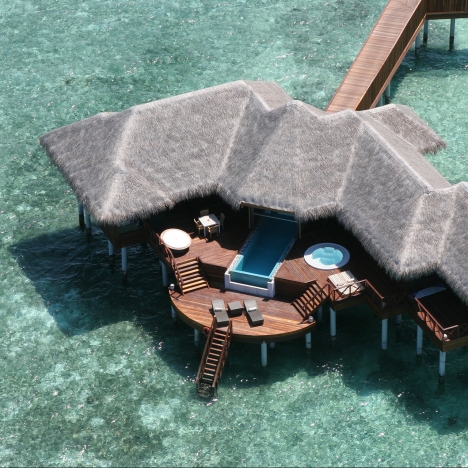 Grosse Wasser Villa aus Vogelperspektive