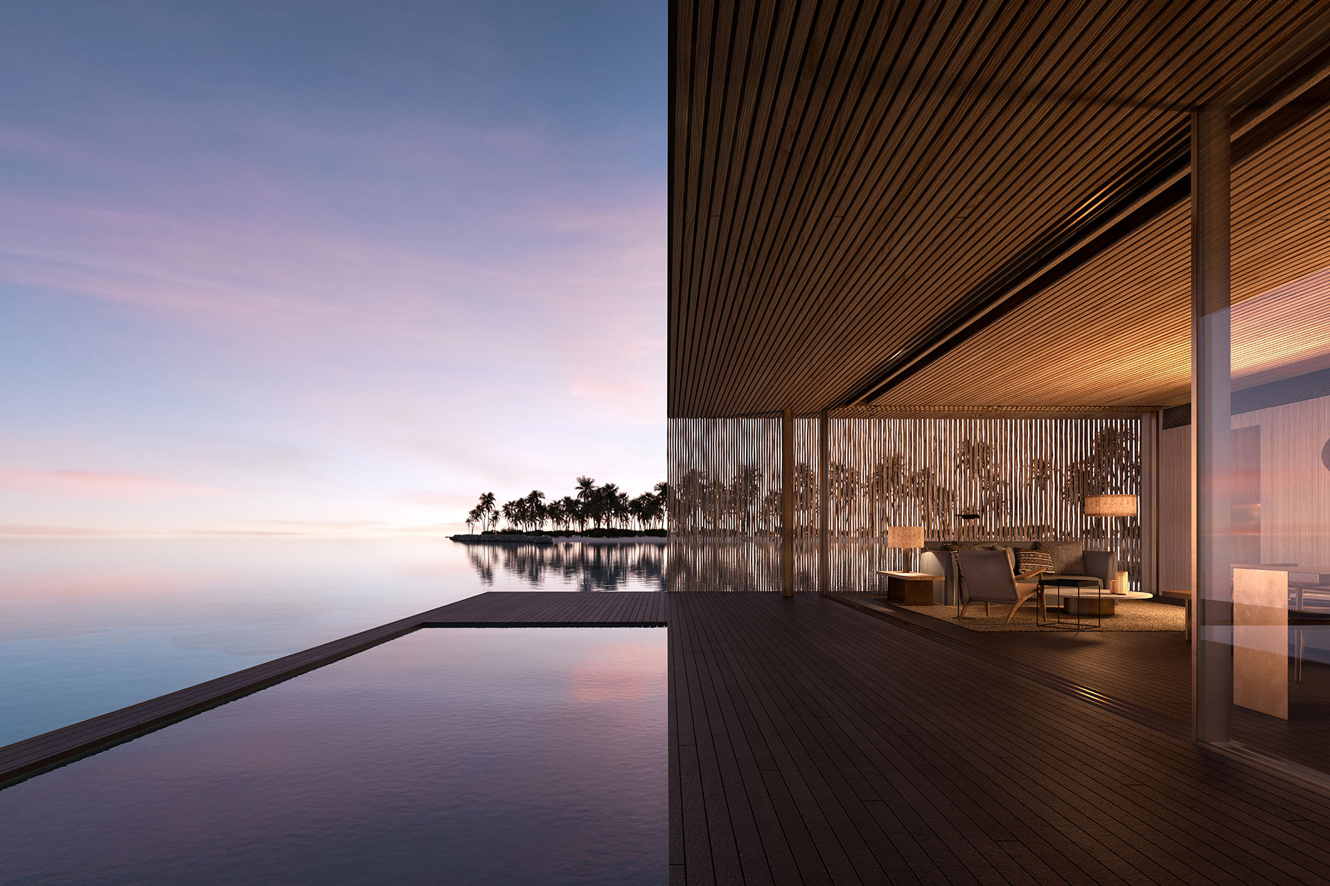 Meerblick über Pool einer Wasservilla