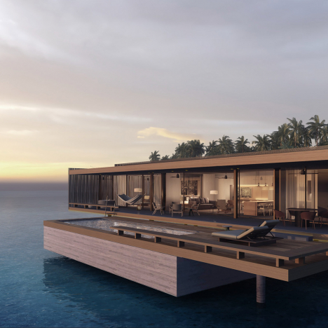 Wasservilla vom Meer aus gesehen