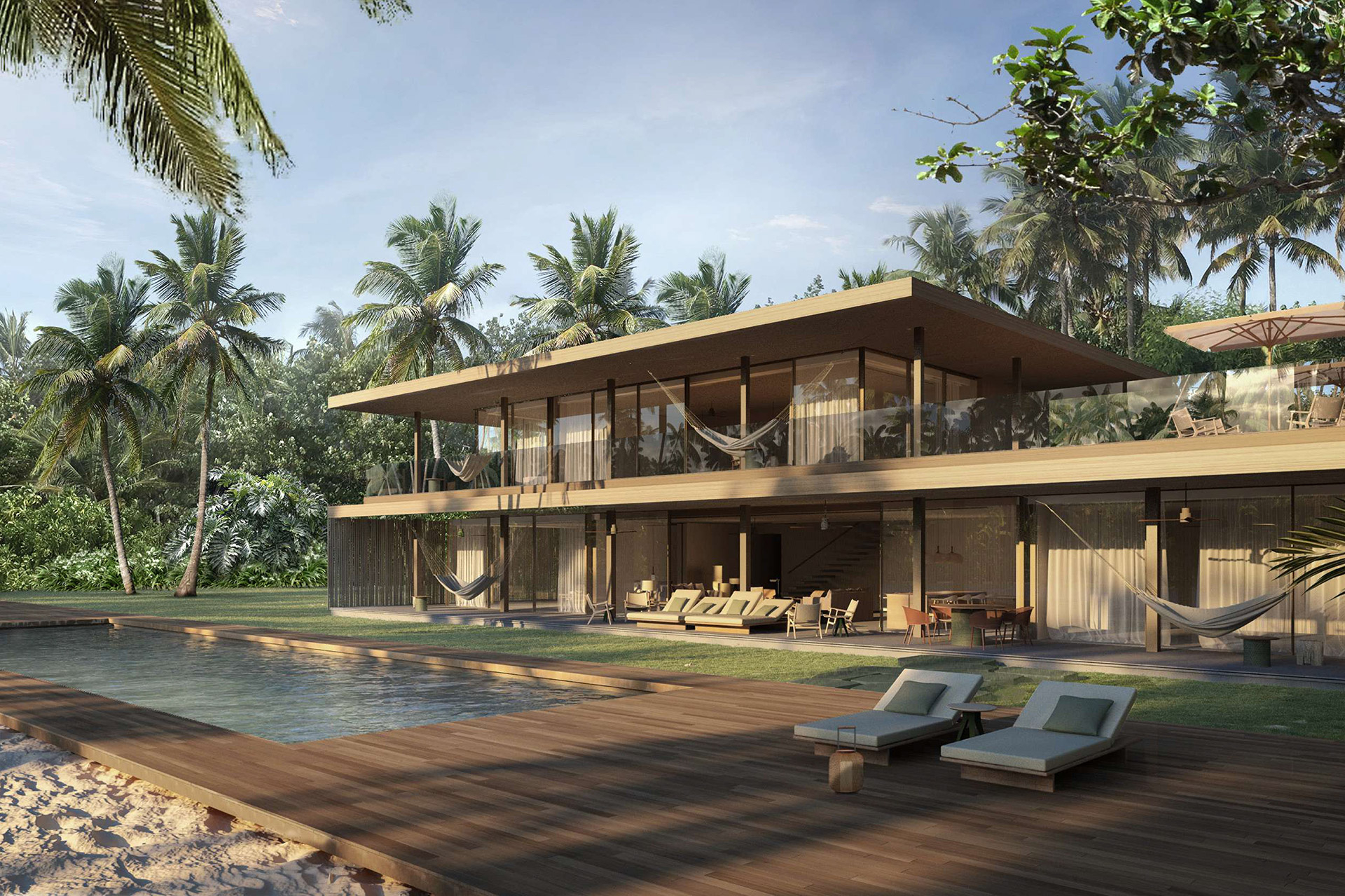 Aussenfassade doppelstöckiger Villa